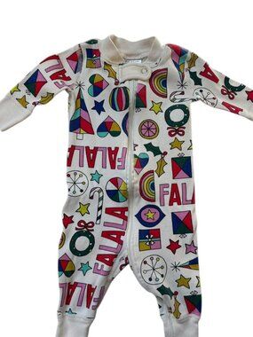 Hanna Andersson Falala Organic Cotton Holiday Zipper Pajamas, Size 0-3 Months